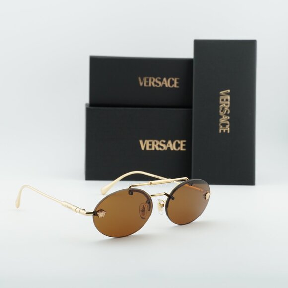 Versace VE2295 1002/73 Oval Sunglasses - Gold/Brown main image 7